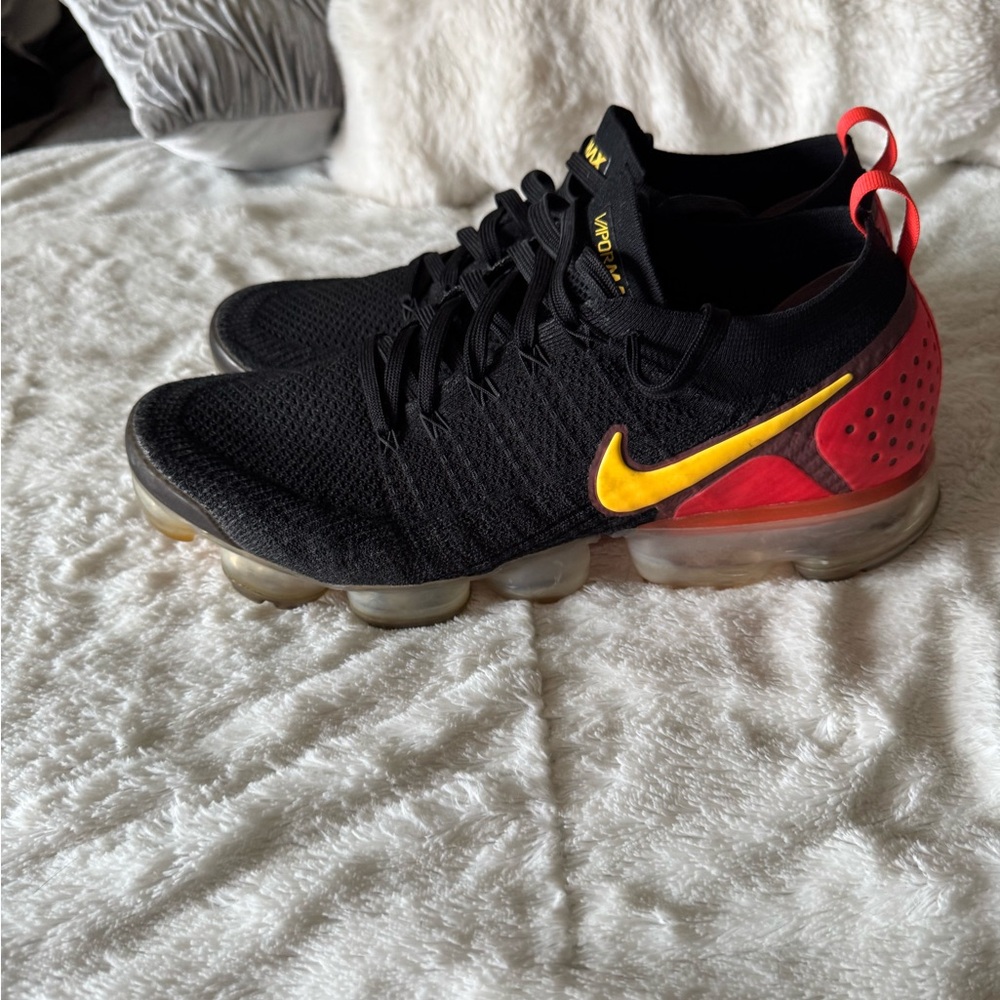 Nike Black and Red Sneakers with Yellow Accent